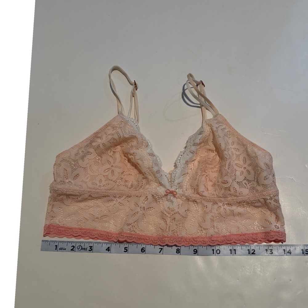 Aerie Floral Lace Bralette Peach Pink Adjustable Straps Size M - Picture 3 of 5